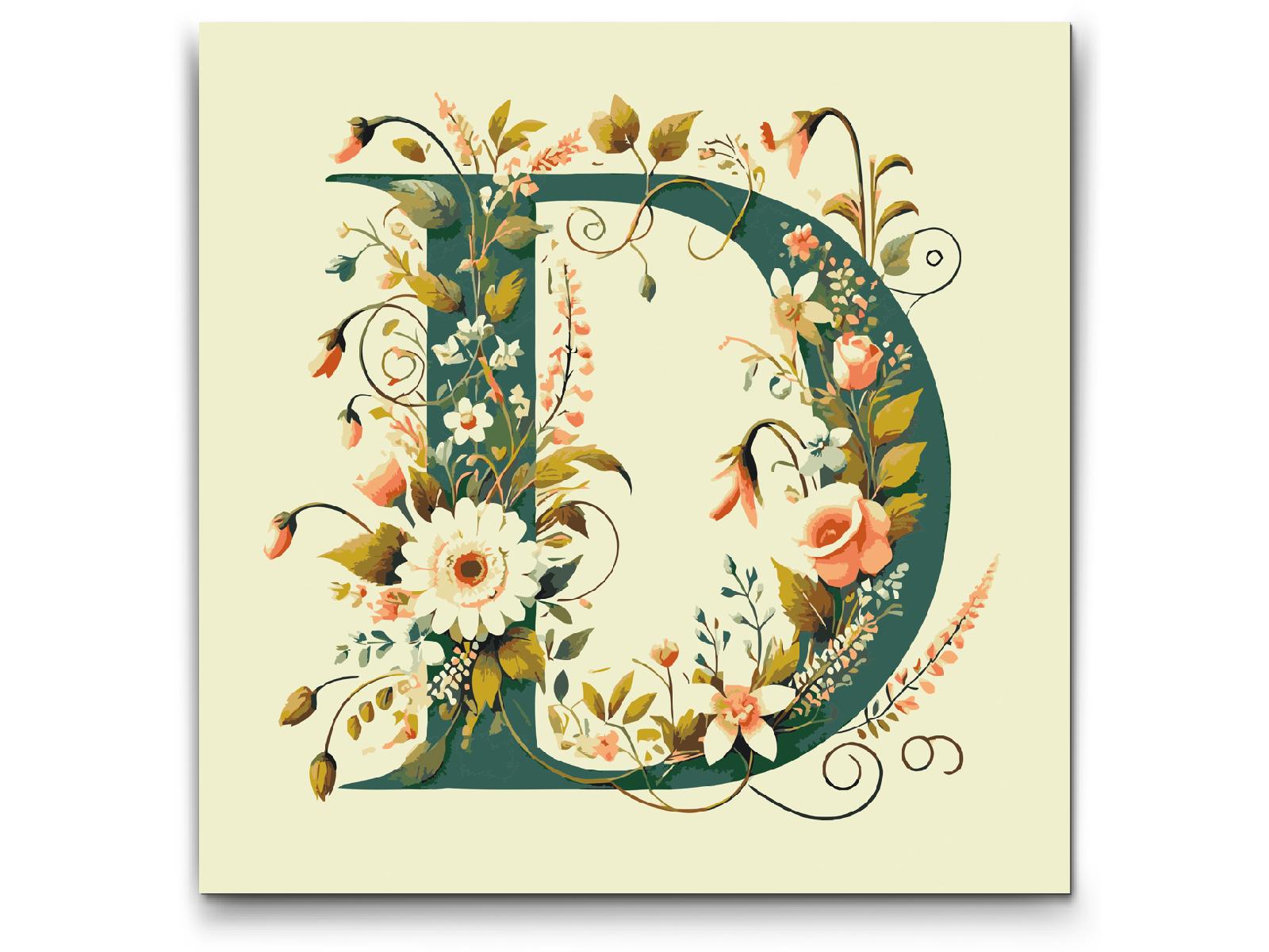 Paint by Numbers - Bogstav D - Blomstermønster