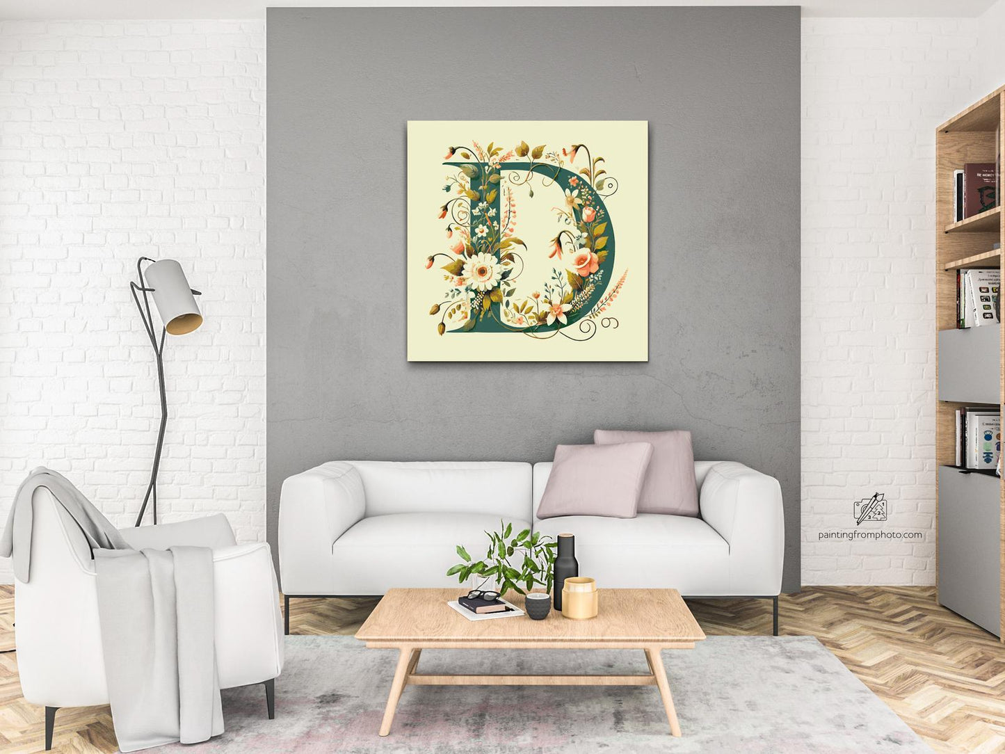 Paint by Numbers - Bogstav D - Blomstermønster