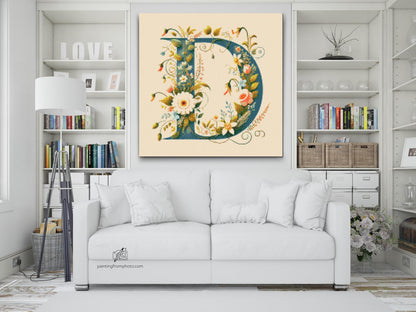 Diamond Painting - Bogstav D - Blomstermønster