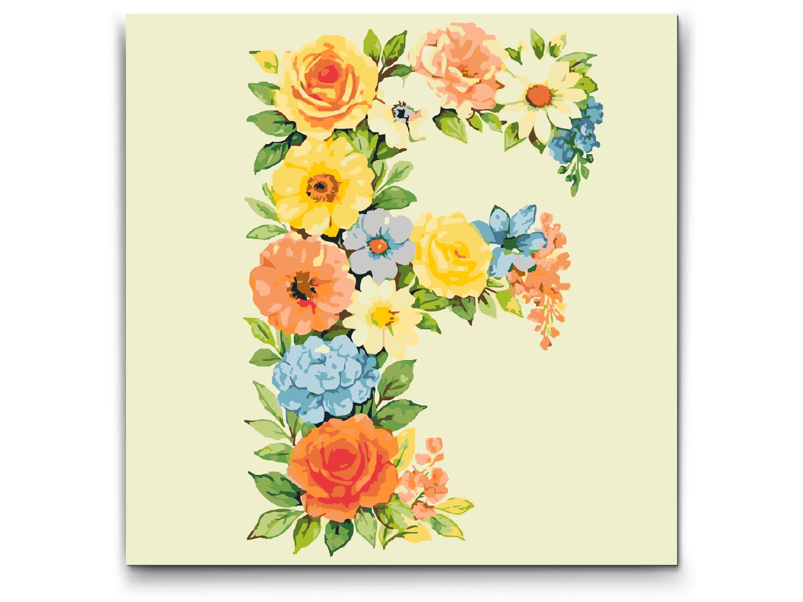 Paint by Numbers - Bogstav F - Blomstermønster