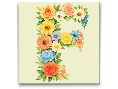 Paint by Numbers - Bogstav F - Blomstermønster