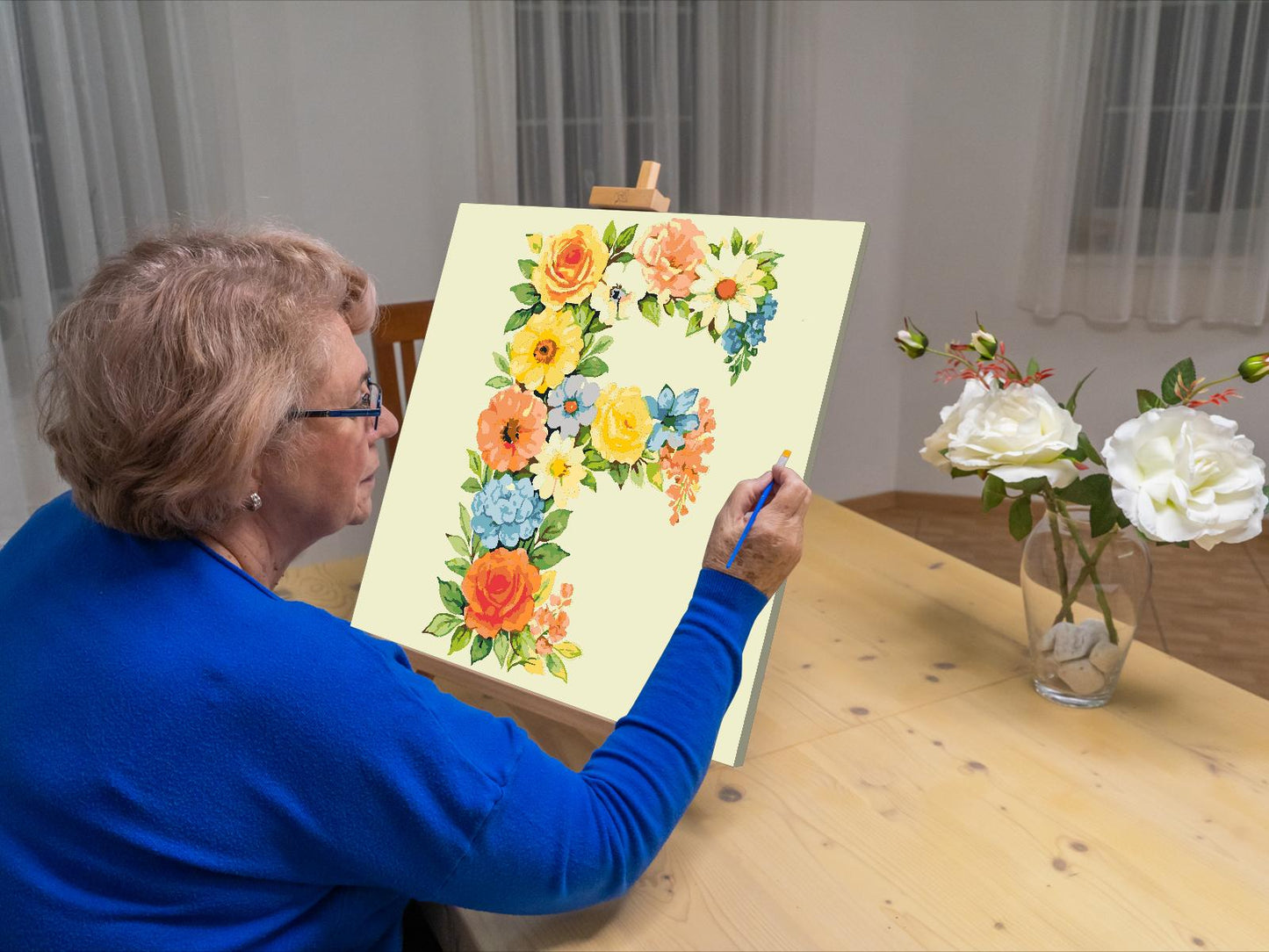 Paint by Numbers - Bogstav F - Blomstermønster