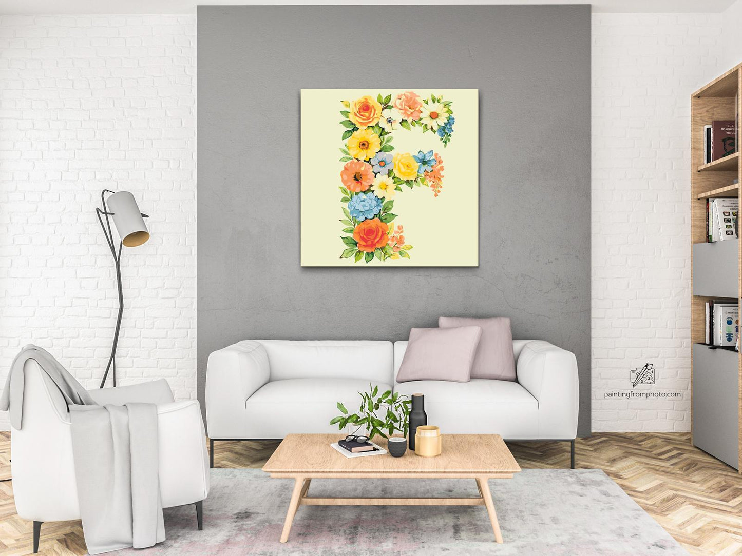 Paint by Numbers - Bogstav F - Blomstermønster