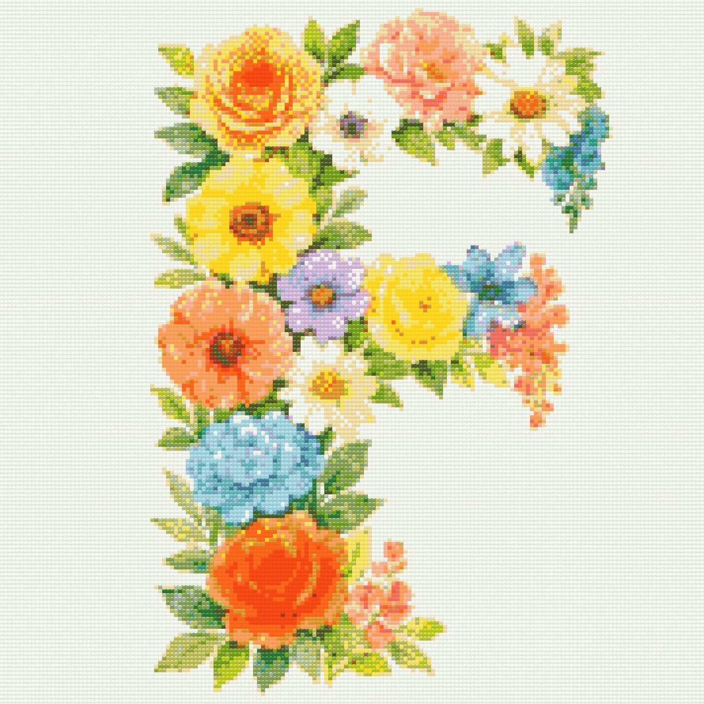 Diamond Painting - Bogstav F - Blomstermønster