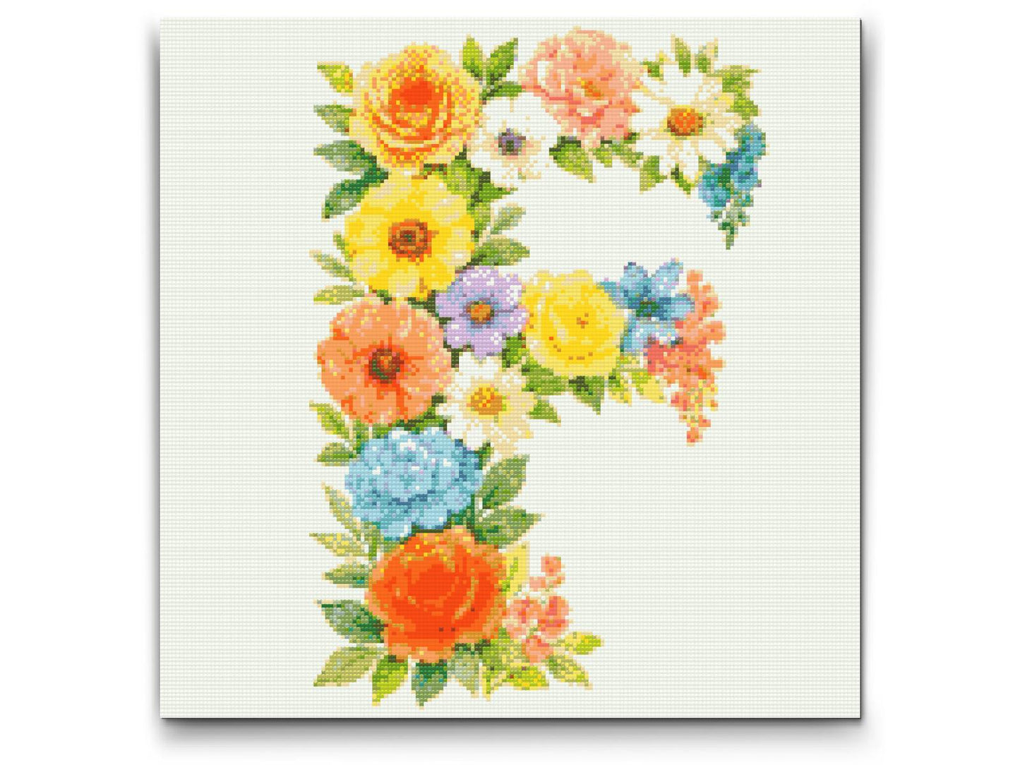Diamond Painting - Bogstav F - Blomstermønster