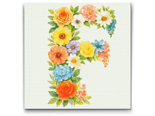 Diamond Painting - Bogstav F - Blomstermønster