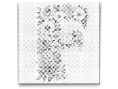 Mal-med-prikker -  Bogstav F - Blomstermønster