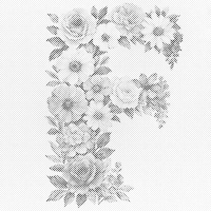 Mal-med-prikker -  Bogstav F - Blomstermønster