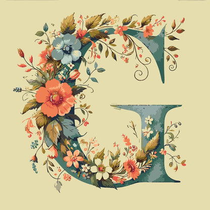 Paint by Numbers - Bogstav G - Blomstermønster