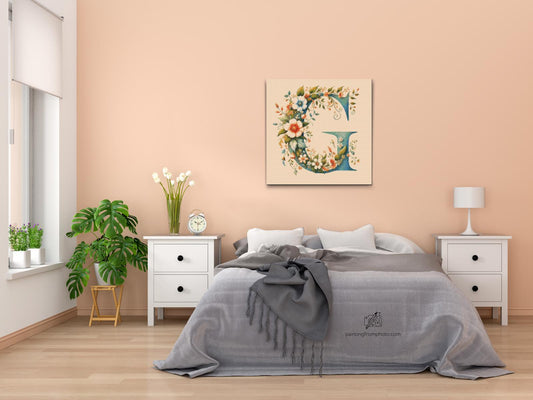 Diamond Painting - Bogstav G - Blomstermønster