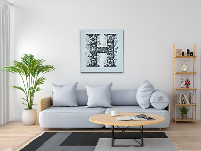 Diamond Painting - Bogstav H - Blomstermønster