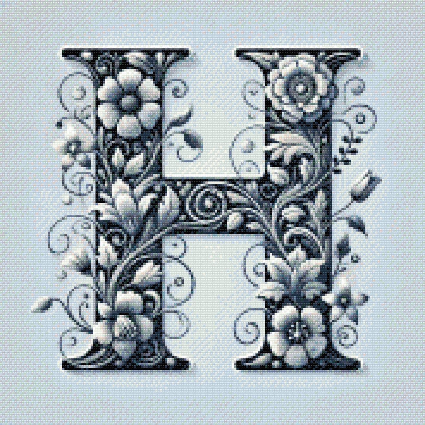 Diamond Painting - Bogstav H - Blomstermønster