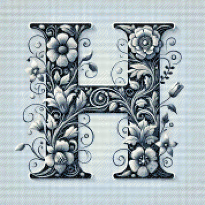 Diamond Painting - Bogstav H - Blomstermønster