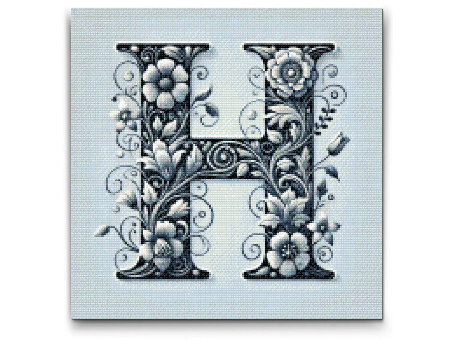 Diamond Painting - Bogstav H - Blomstermønster