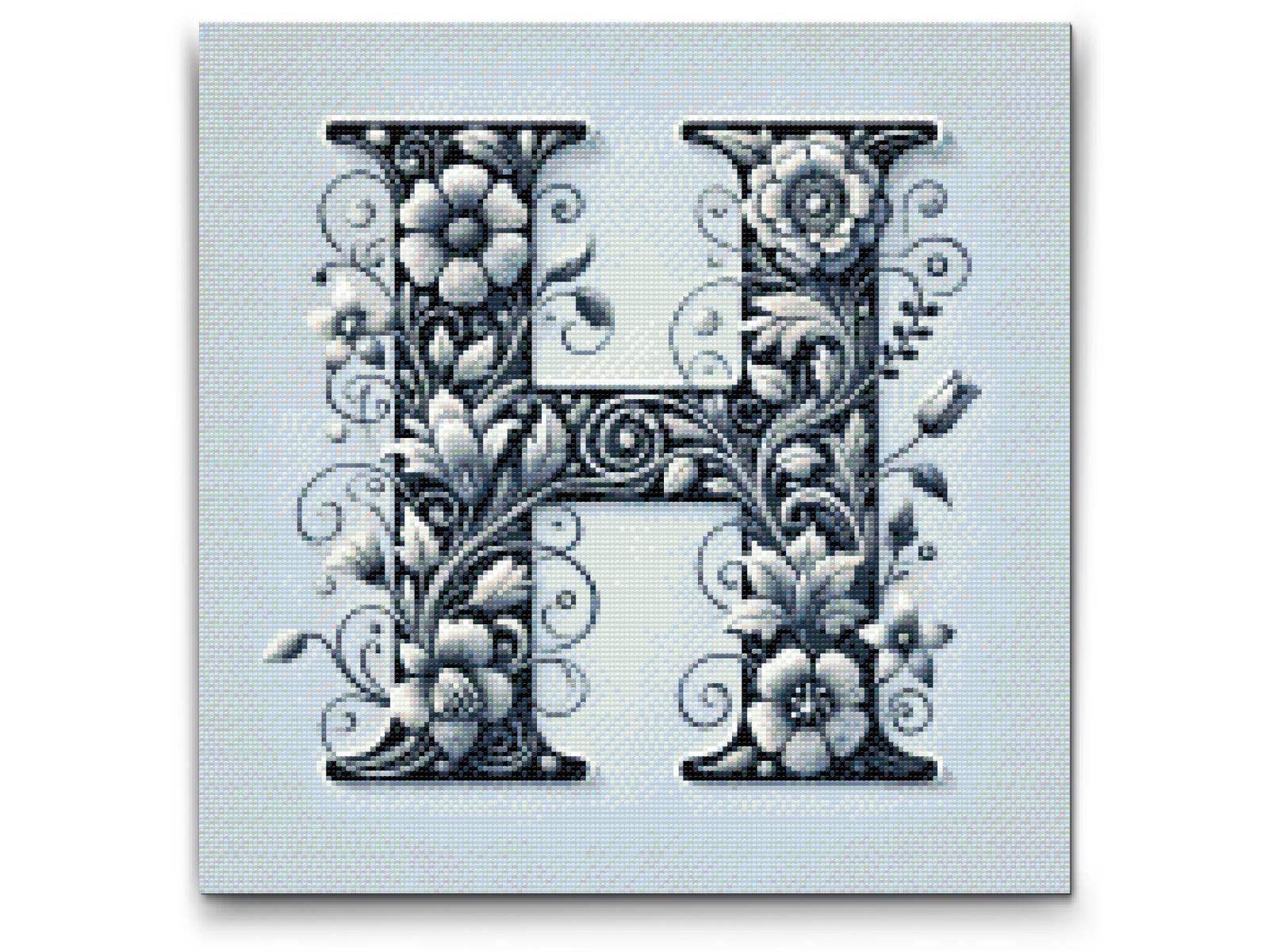 Diamond Painting - Bogstav H - Blomstermønster