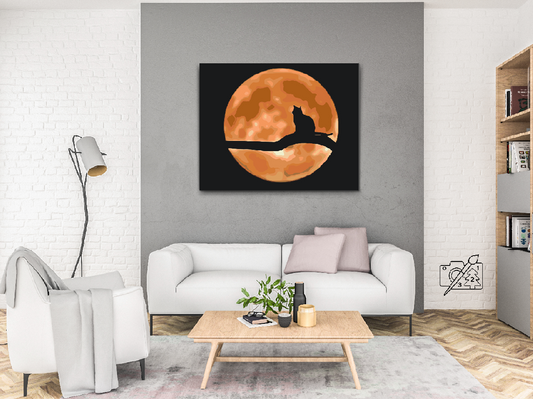 Paint by Numbers - Kat ved fuldmåne