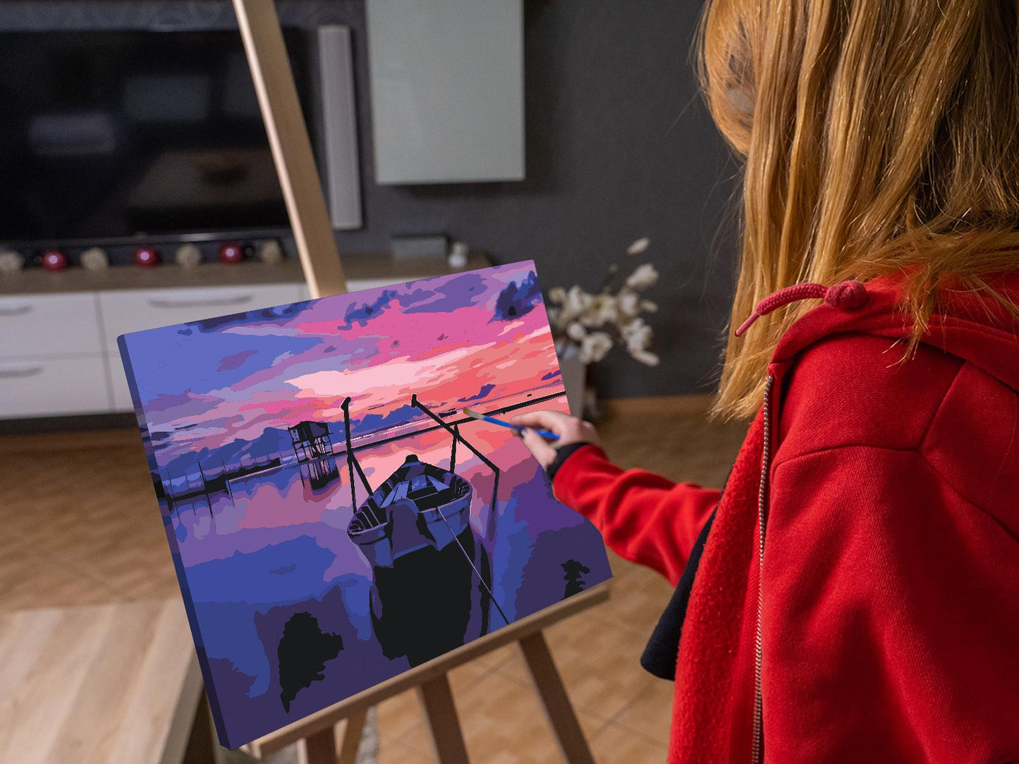 Paint by Numbers - Båd og solnedgang