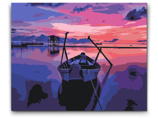 Paint by Numbers - Båd og solnedgang