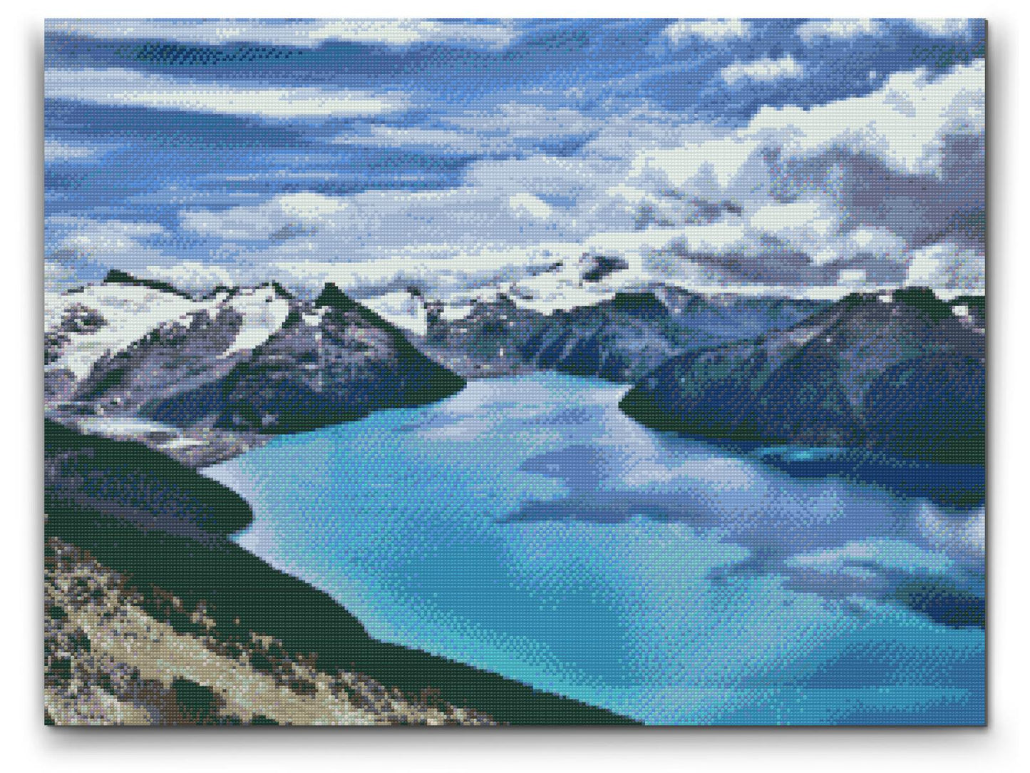 Diamond Painting - Sneklædte bjerge ved søen