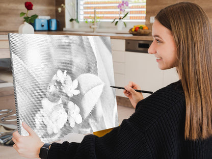 Mal-med-prikker -  Mariehøne på blå blomster