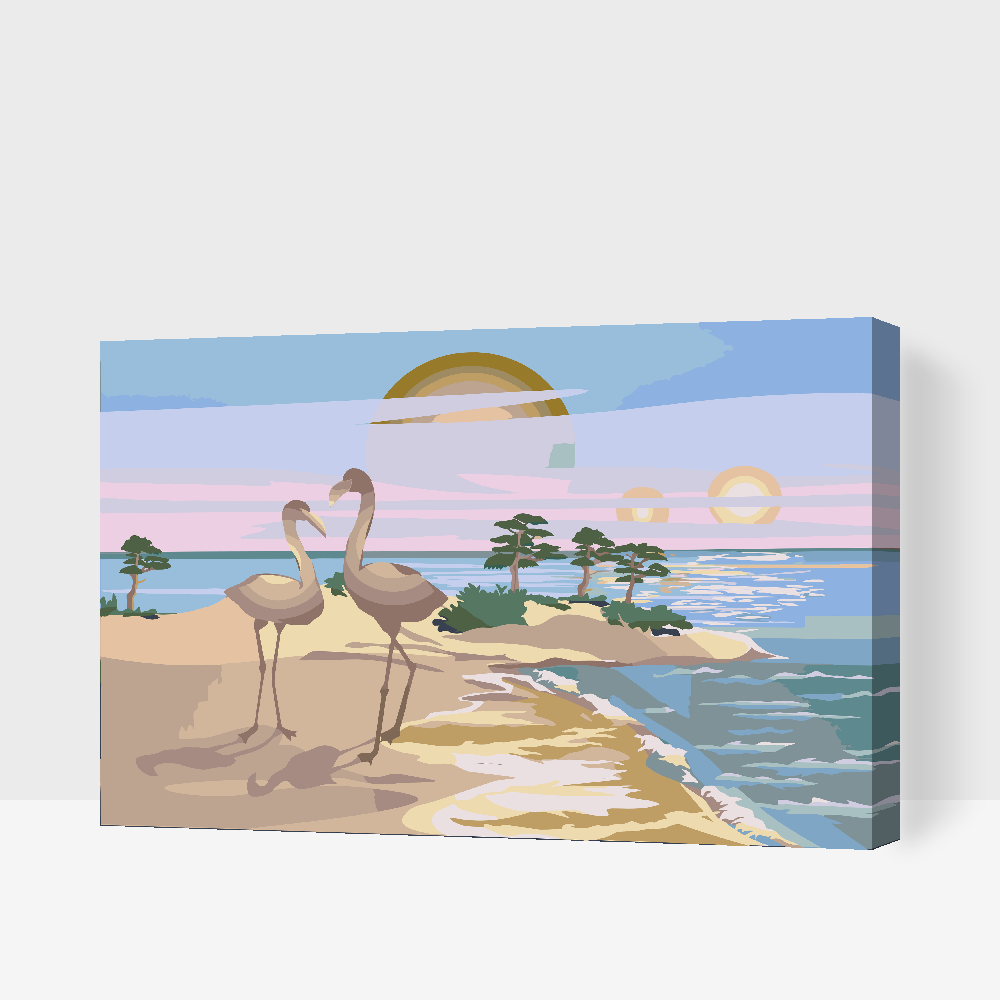 Paint by Numbers - Pelikaner på stranden