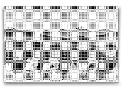 Mal-med-prikker -  Cyklist i skoven