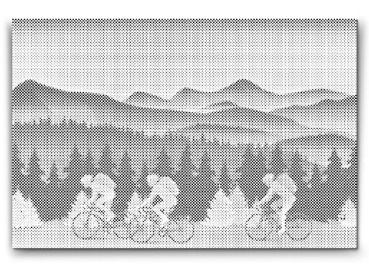 Mal-med-prikker -  Cyklist i skoven