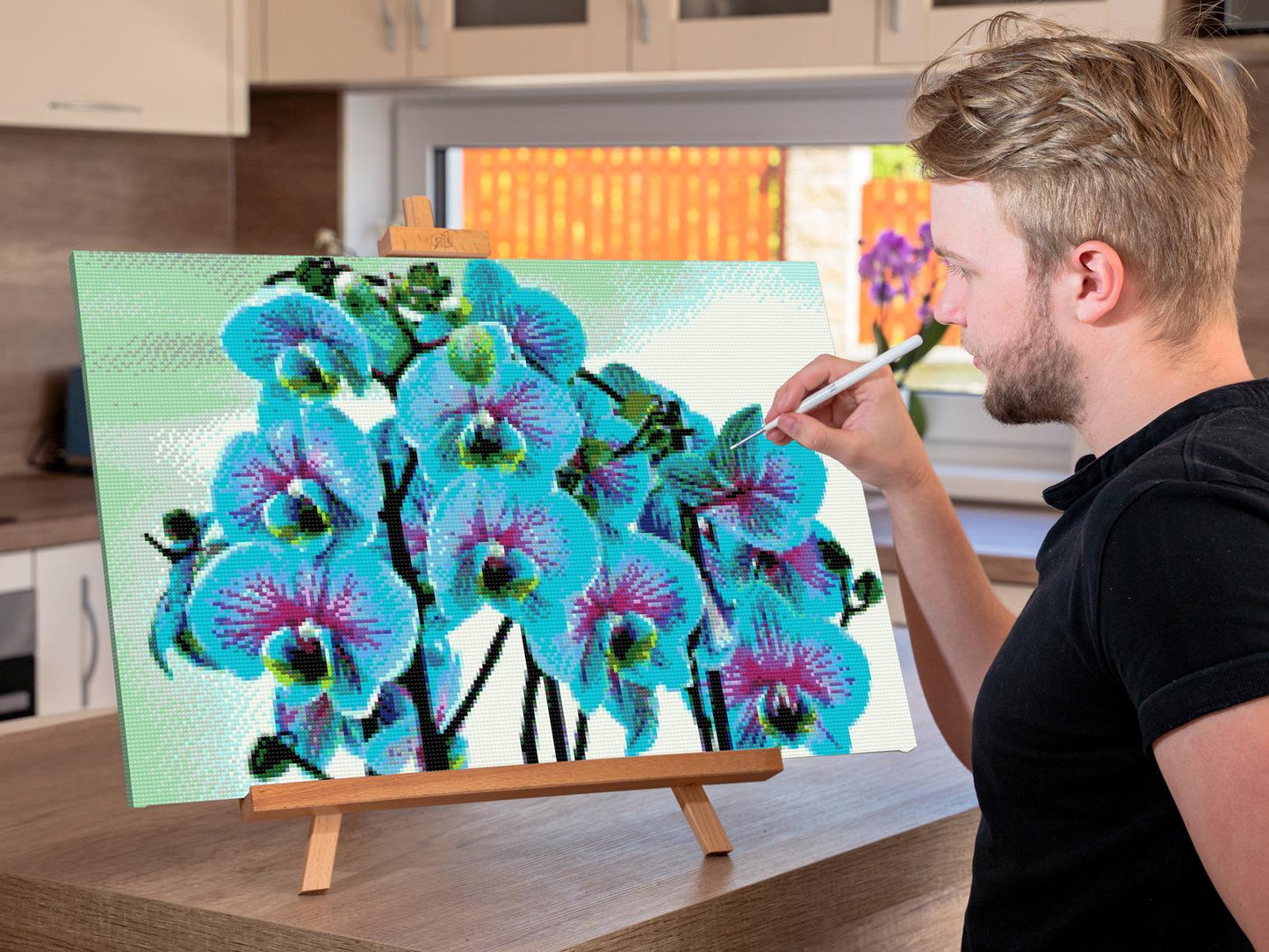 Diamond Painting - Blå orkidé