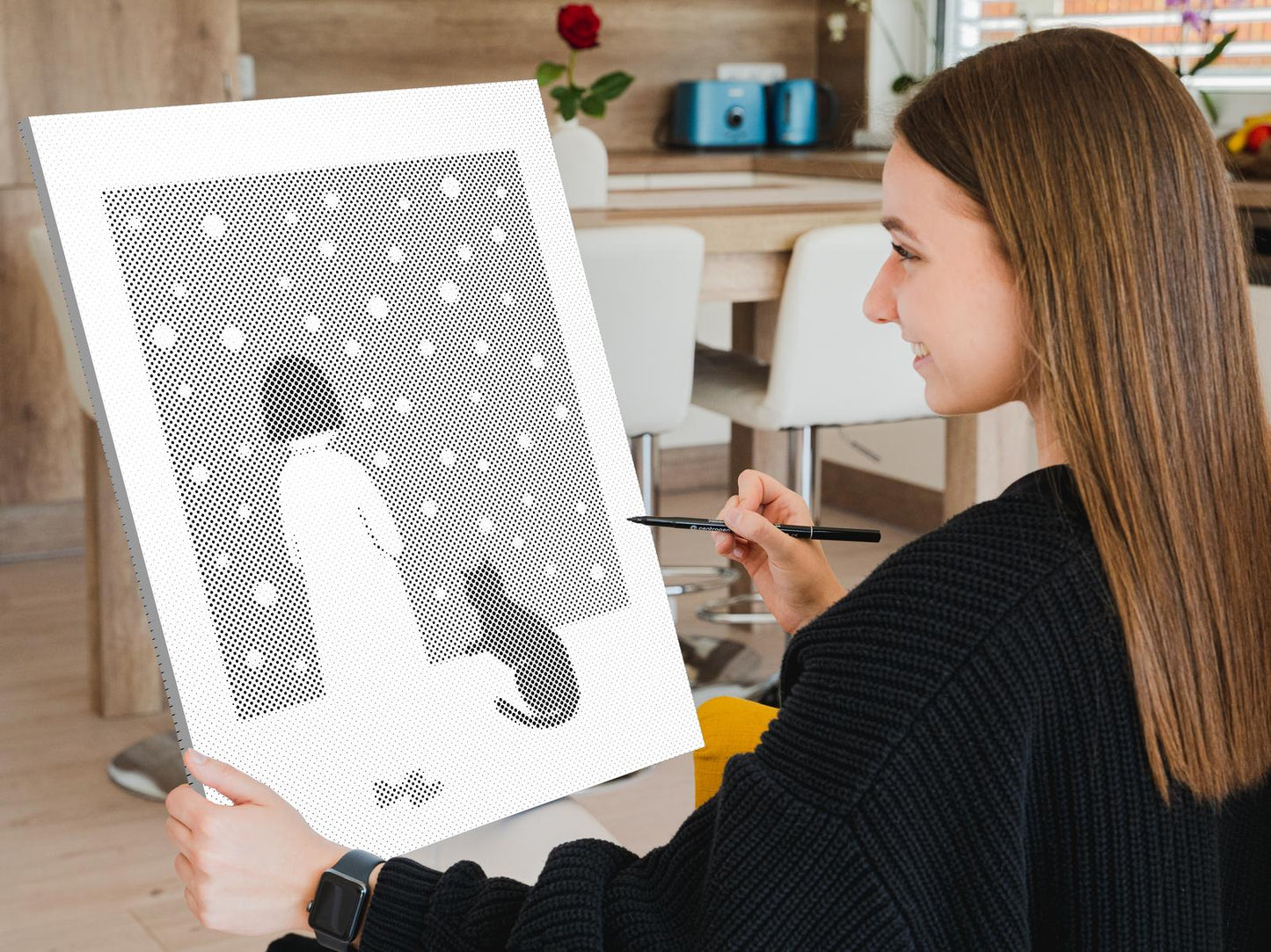 Mal-med-prikker -  Blå kat