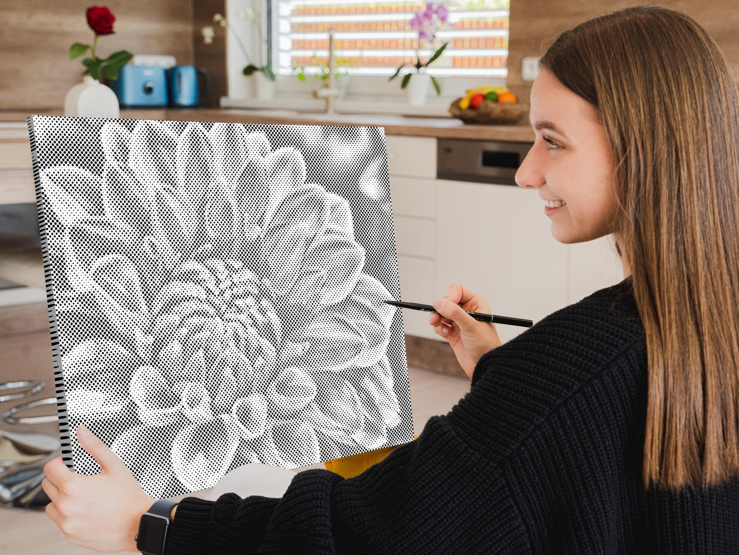 Mal-med-prikker -  Rød Dahlia