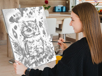Mal-med-prikker -  Farverig ugle