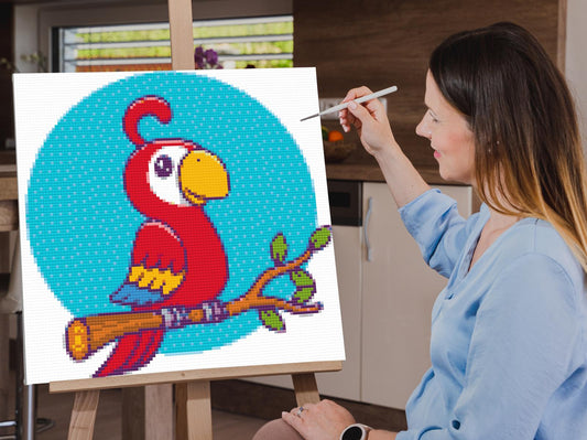 Diamond Painting - Rød papegøje