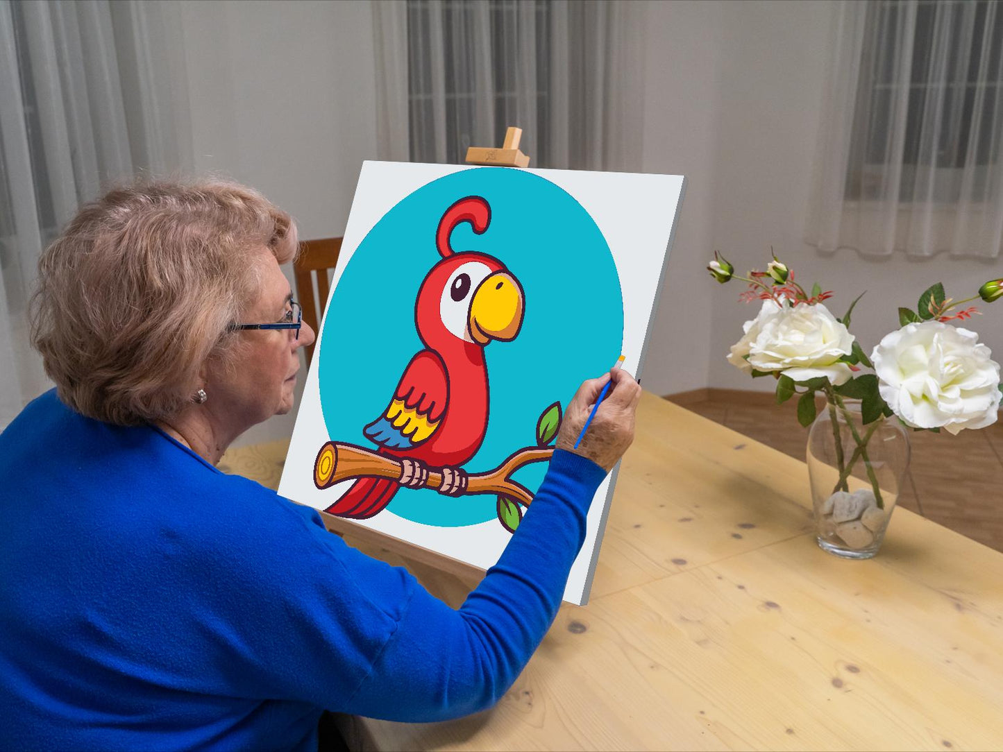 Paint by Numbers - Rød papegøje