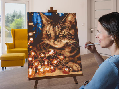 Diamond Painting - Kat med lyskæder