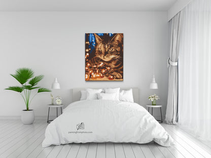 Diamond Painting - Kat med lyskæder