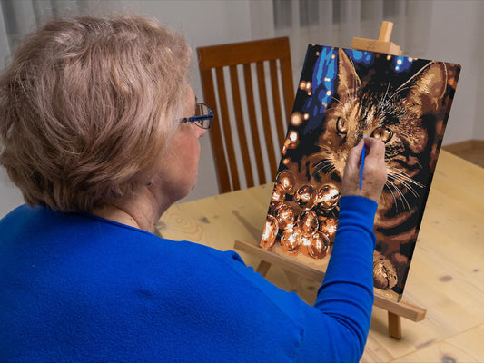 Paint by Numbers - Kat med lyskæder