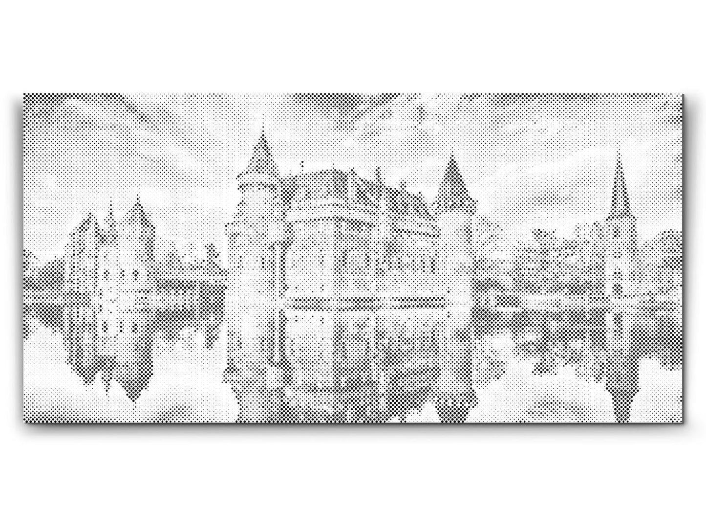 Mal-med-prikker -  Castle by Lake