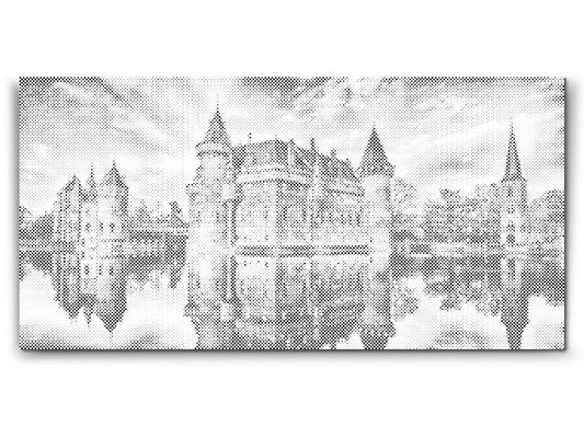 Mal-med-prikker -  Castle by Lake