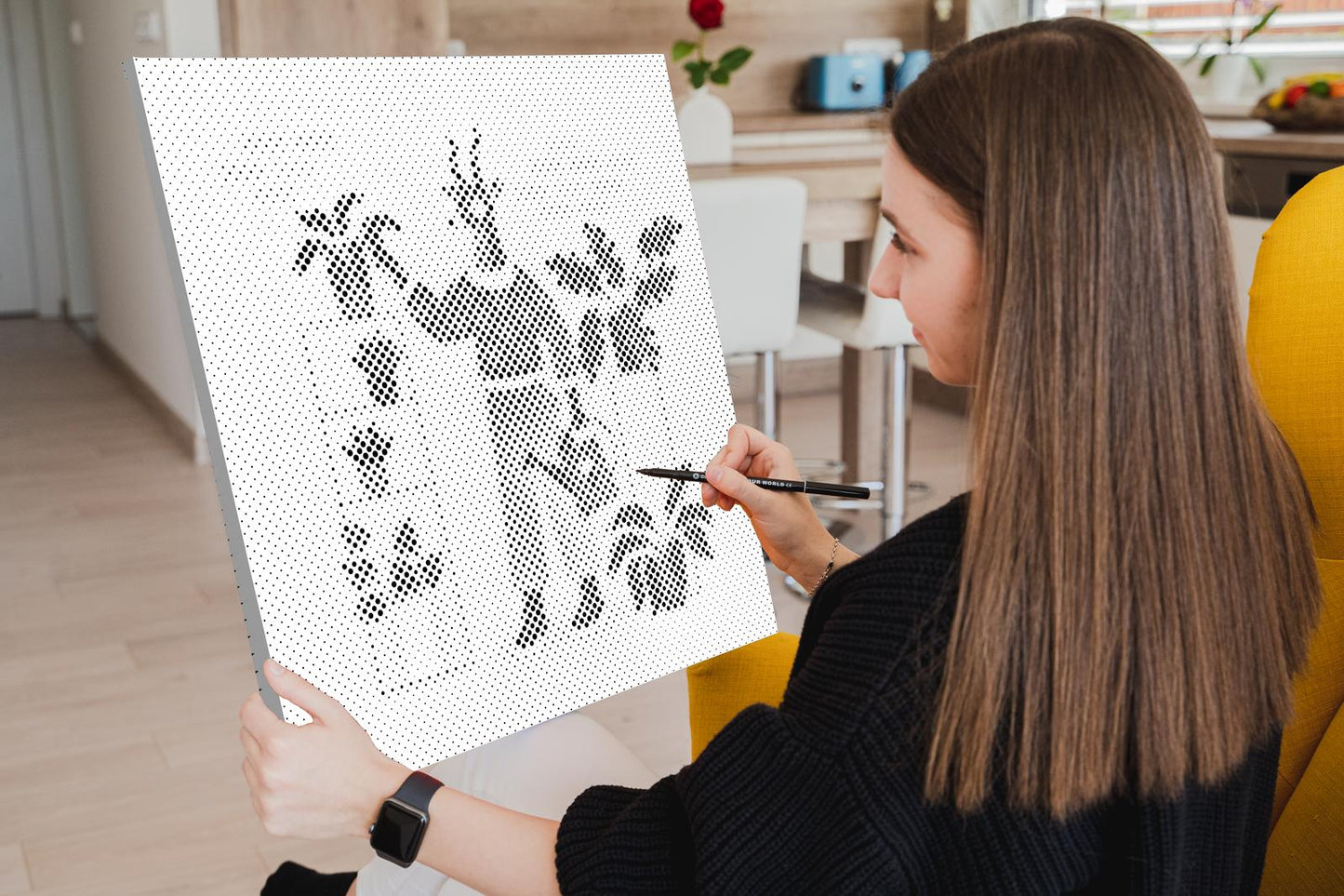 Mal-med-prikker -  Illustration - Hjort