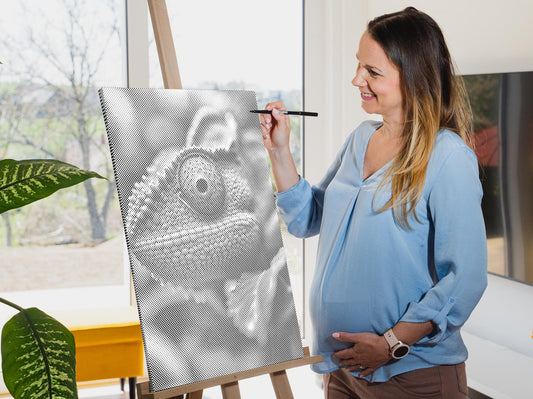 Mal-med-prikker -  Kameleons øje