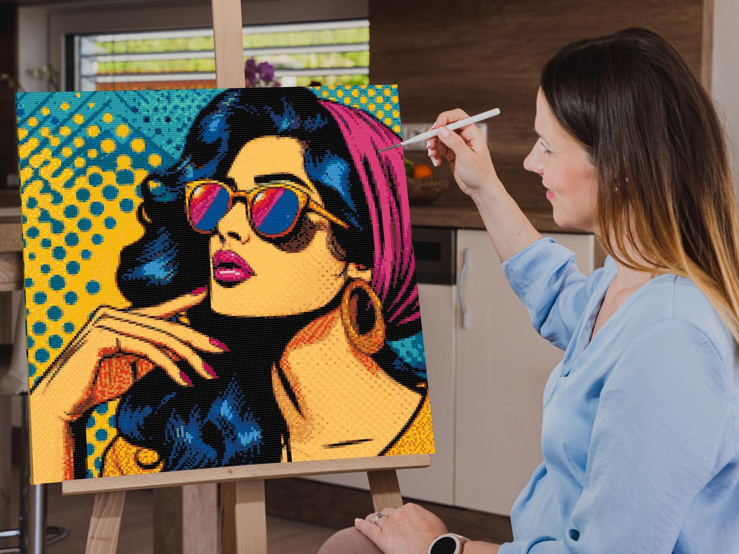 Diamond Painting - Pop art - Skønhed i briller