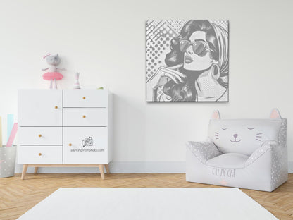 Mal-med-prikker -  Pop art - Skønhed i briller