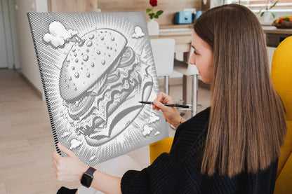 Mal-med-prikker -  Pop art - Burger