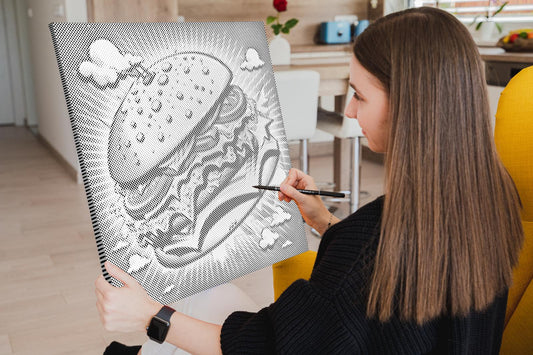 Mal-med-prikker -  Pop art - Burger
