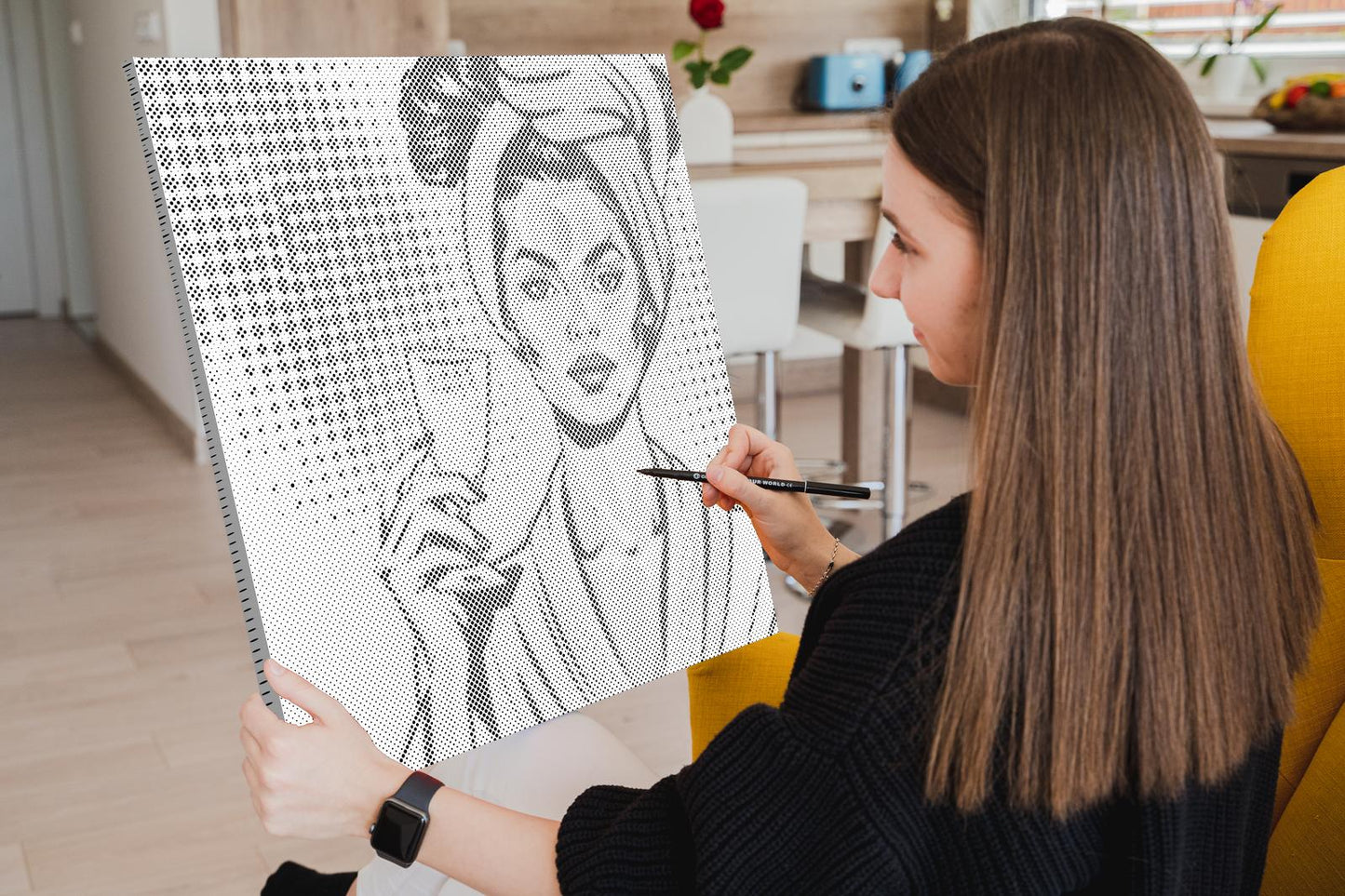 Mal-med-prikker -  Pop art - Wellness og prosecco