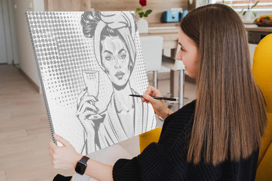 Mal-med-prikker -  Pop art - Wellness og prosecco