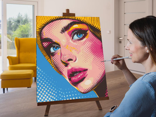 Diamond Painting - Pop art - Kvinde med hat