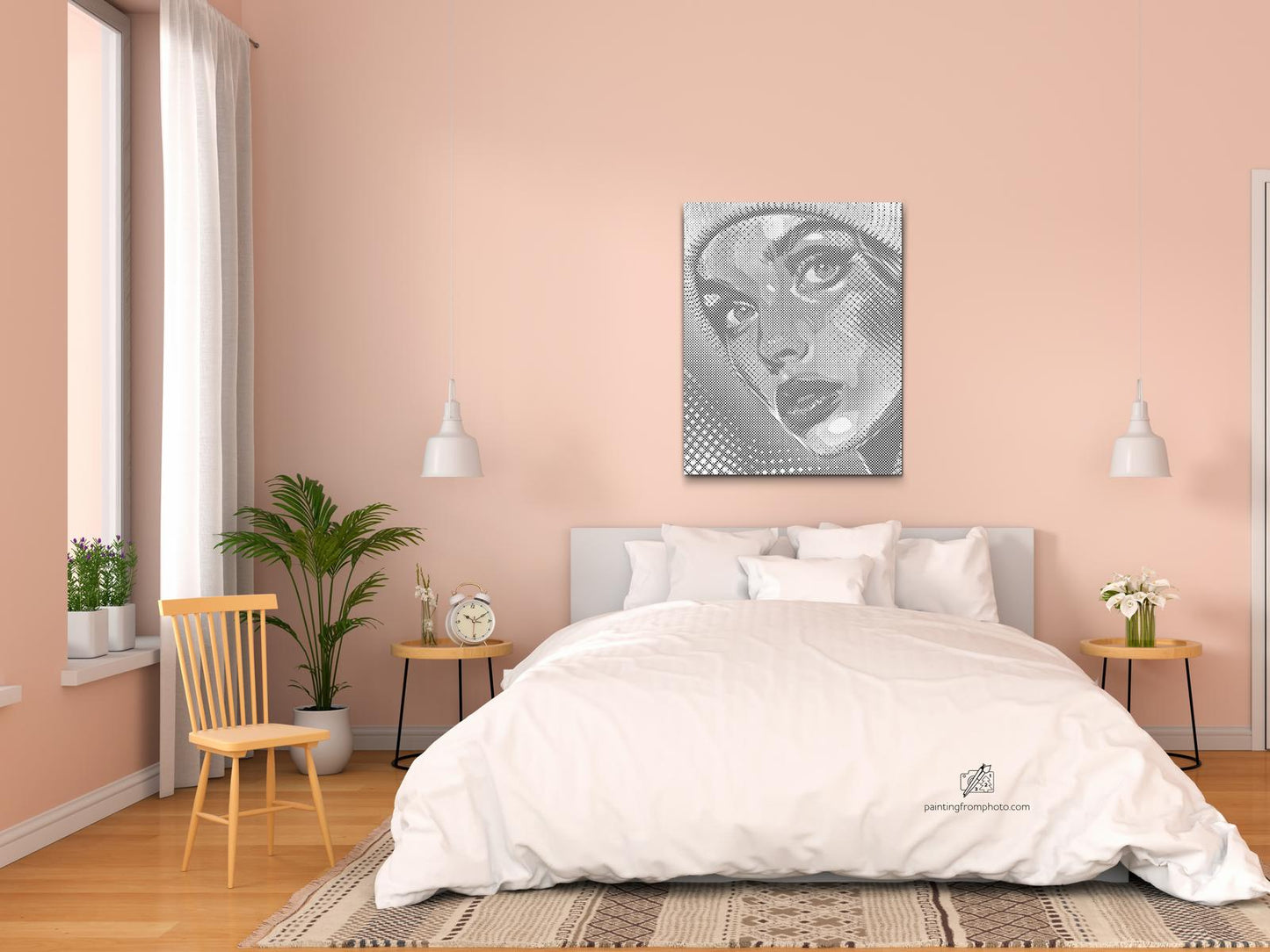 Mal-med-prikker -  Pop art - Kvinde med hat