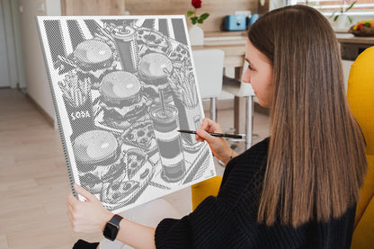 Mal-med-prikker -  Pop art - Fastfood