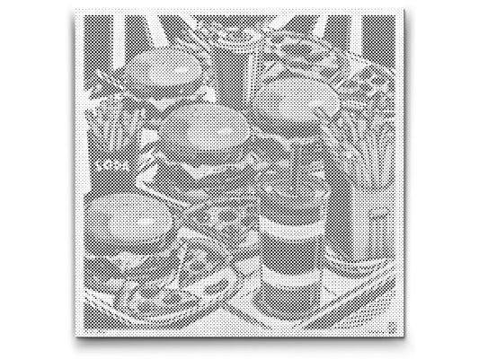 Mal-med-prikker -  Pop art - Fastfood